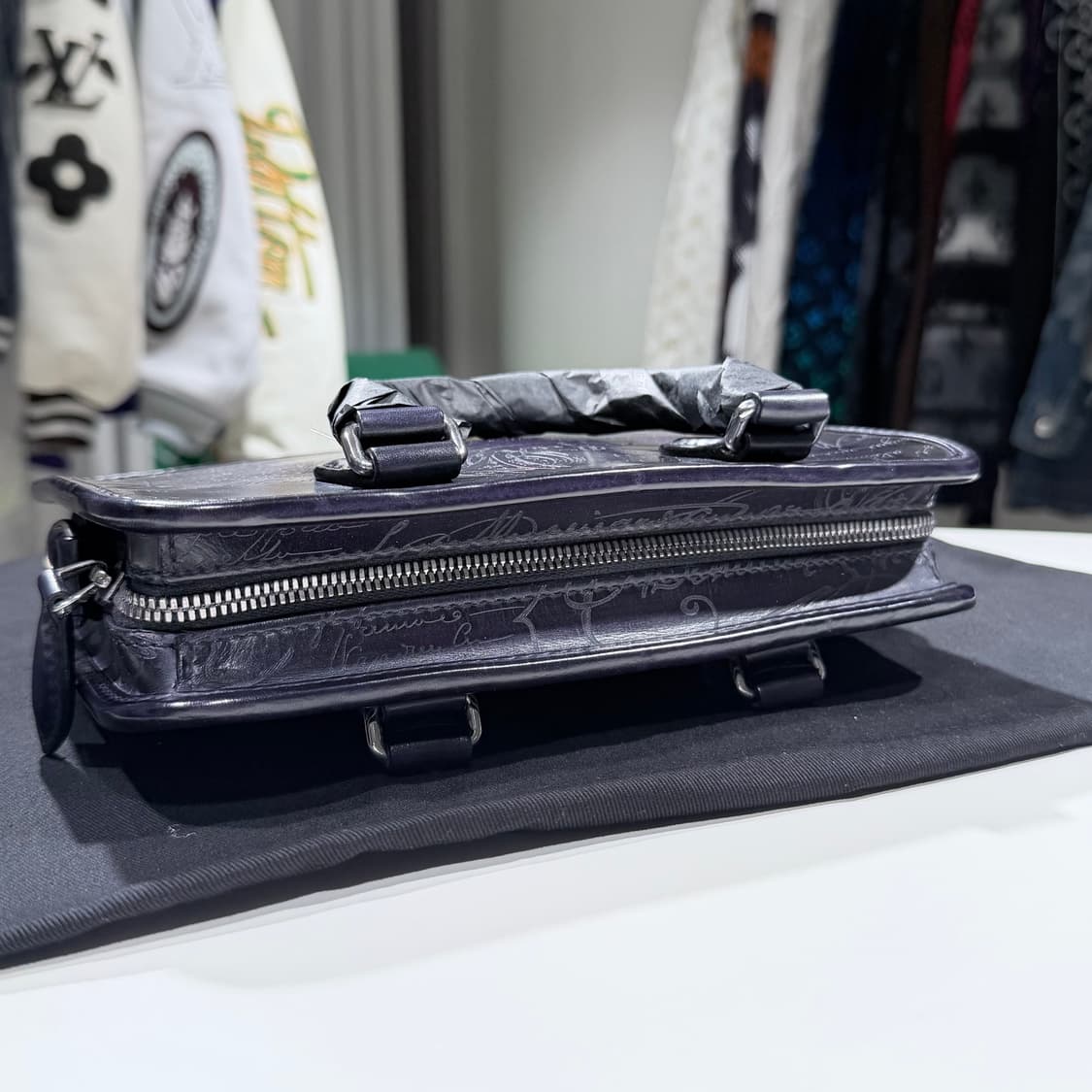 A+ / 벨루티 앙쥬르 미니 스크릿 레더 서류 가방 퍼플 파티나 상품이미지5