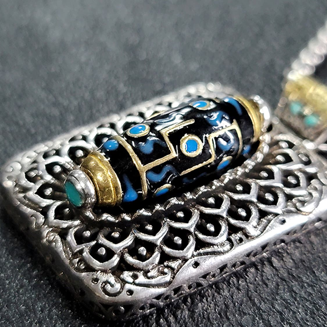 Vajel 백동 펜던트 엔틱 실린더 기도륜 불교 남자 목걸이 상품이미지3