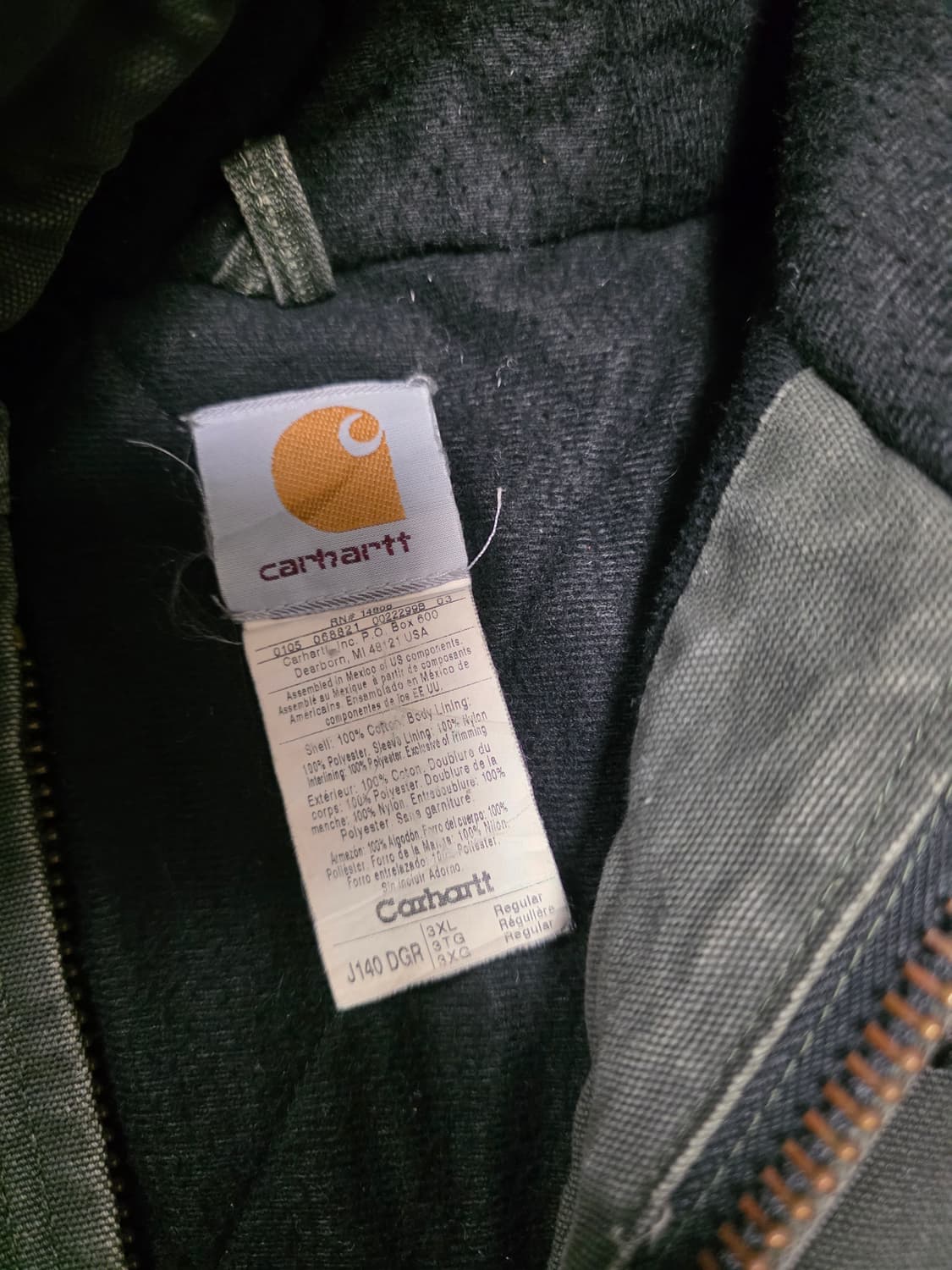 칼하트 j140 워크후드자켓 3XL 모스그린 상품이미지6