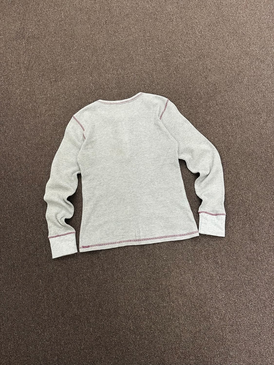 M)Japanese vintage 여성 그레이 와플 헨리넥 롱슬리브 상품이미지7