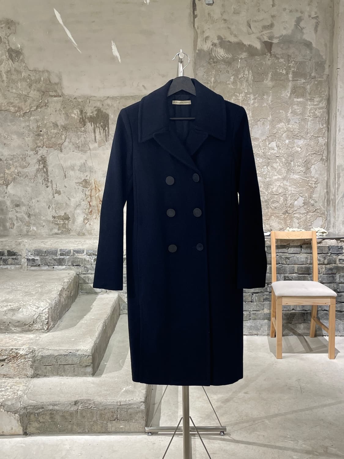 발렌시아가 다크 네이비 더블 브레스티드 울 피코트 상품이미지1