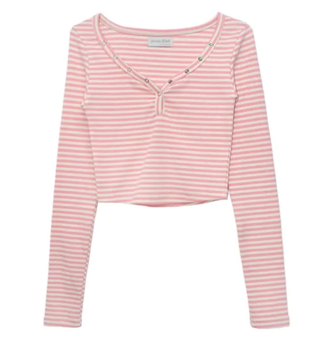아쿠비클럽 핑크 스트라이프 크롭 상품이미지1