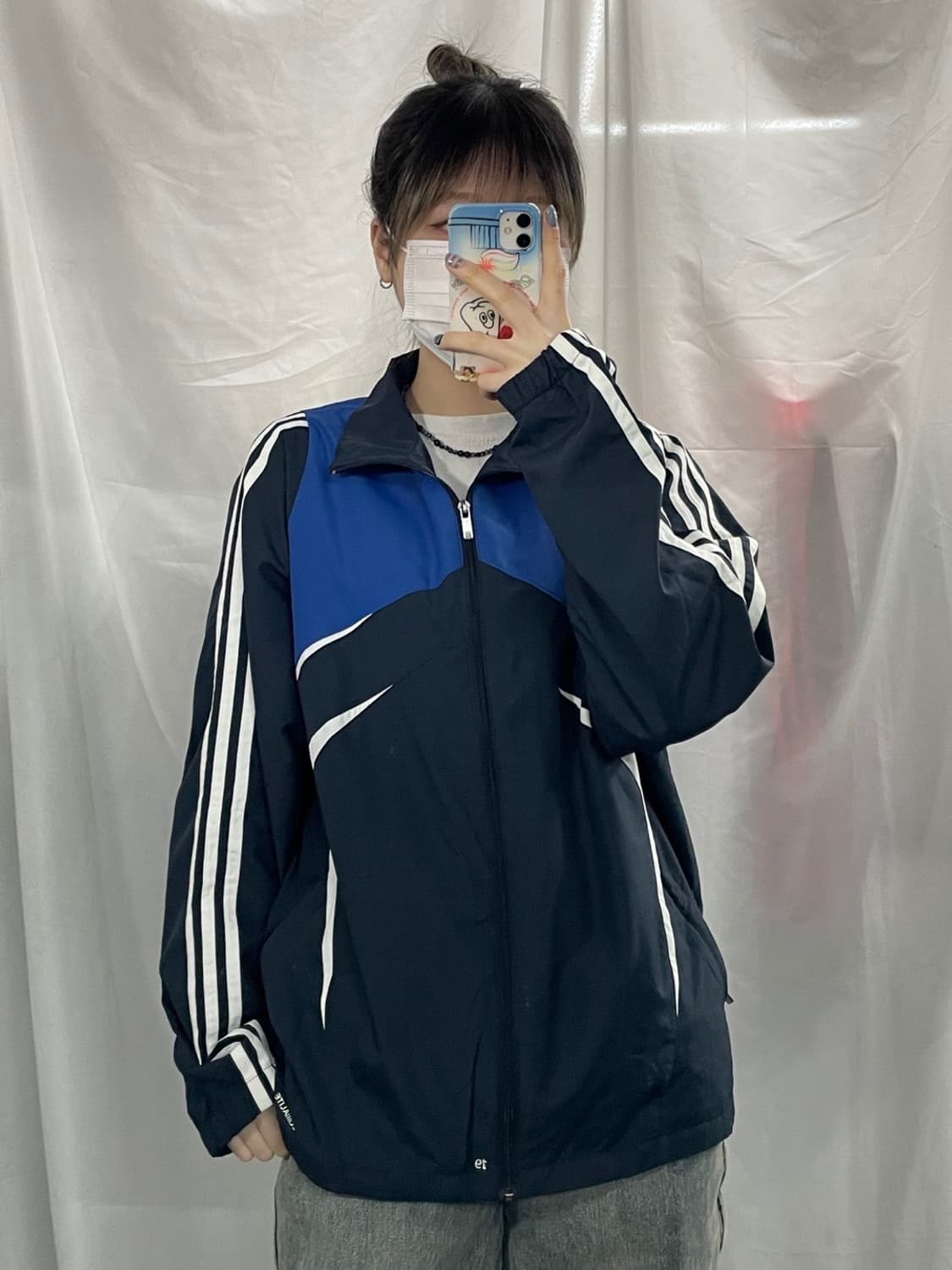 아디다스 배색 삼선 바람막이 100 상품이미지2