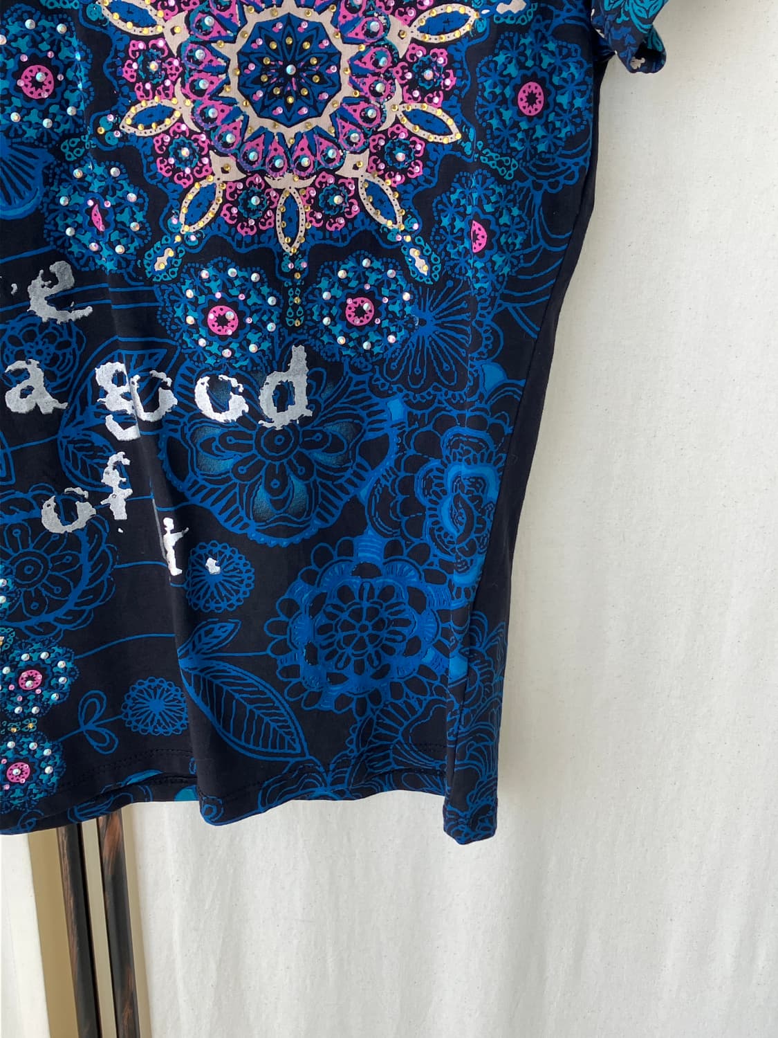 oriental flower blue half t-shirt 상품이미지6