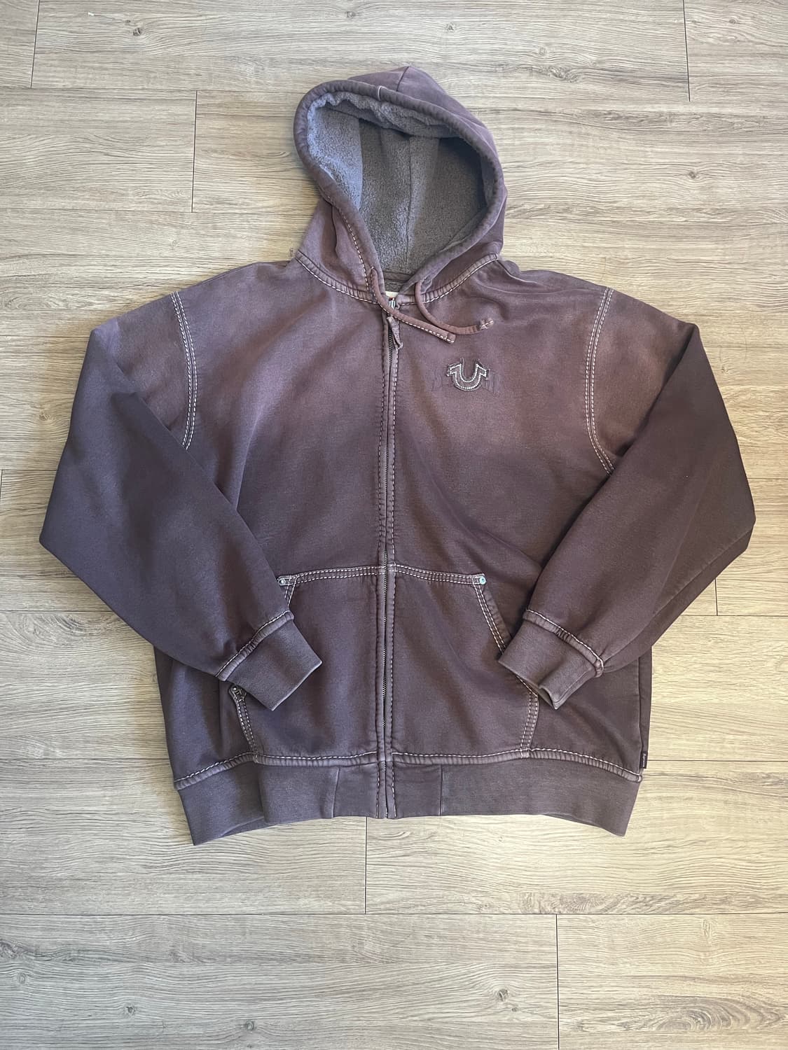 슈프림x트루릴리전 후드 집업 브라운 2xl 상품이미지1