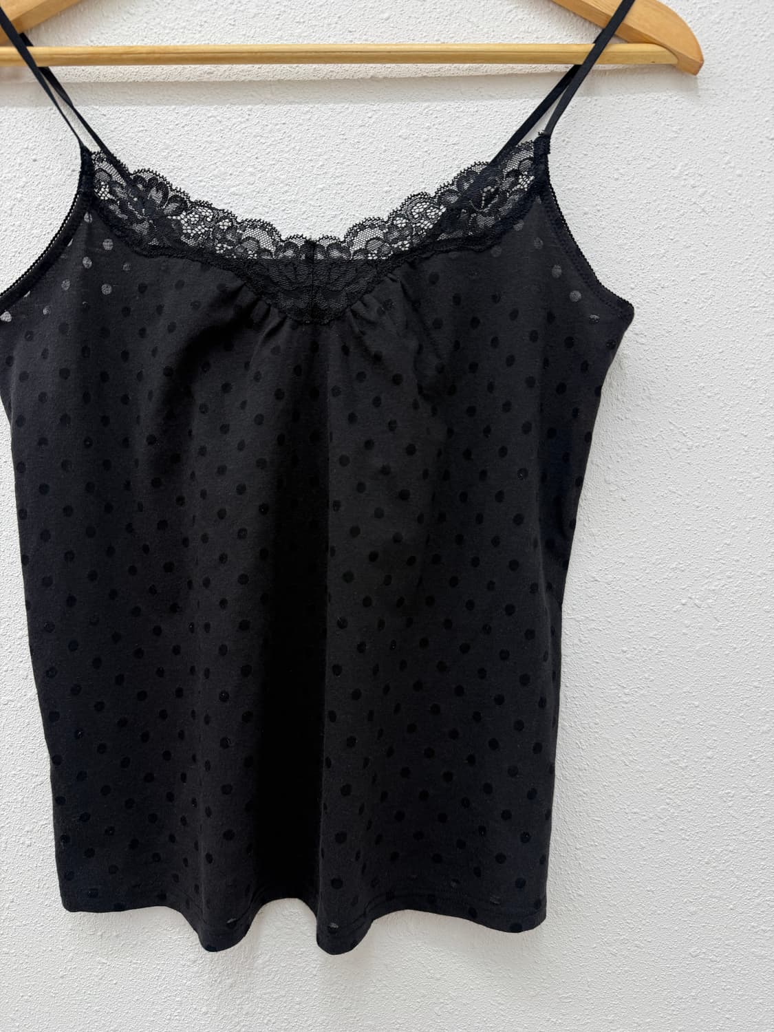 빈티지 유니클로 블랙 레이스 도트 시스루 슬리브리스 상품이미지2