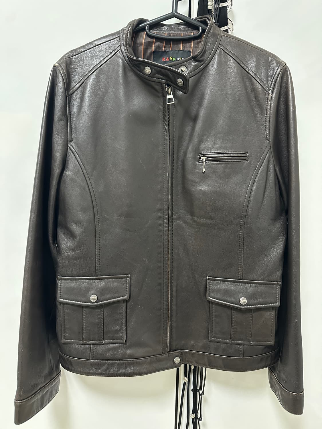 k&sport(k.club.n) 넥 버클 레더 집업 자켓 상품이미지1
