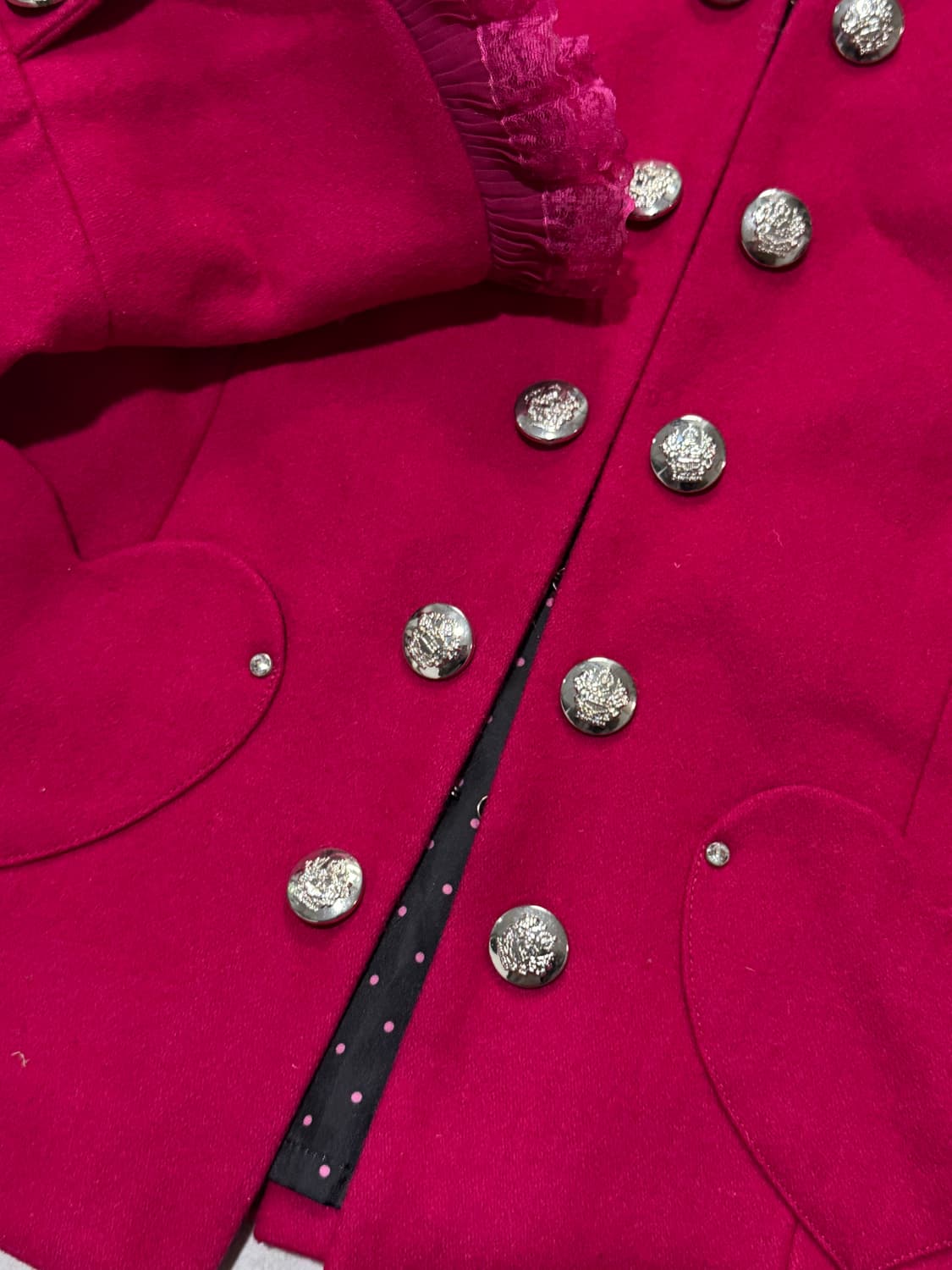 갸루 큐빅 하트포켓 디테일 나폴레옹 자켓  상품이미지5