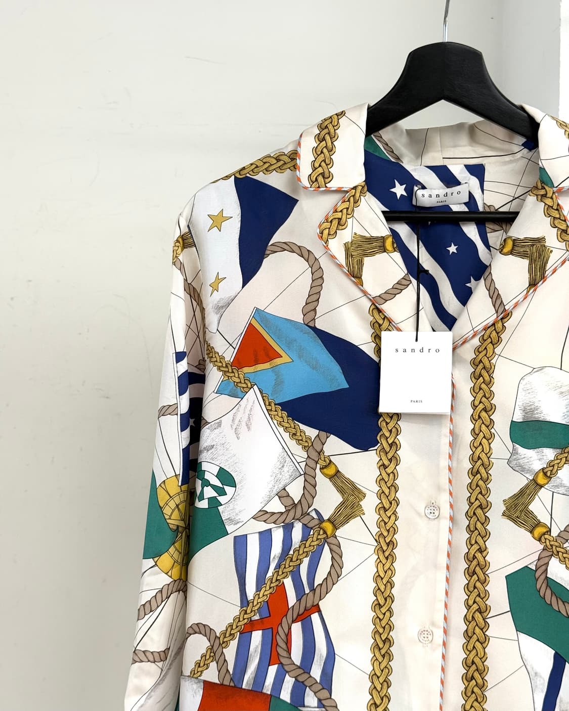 산드로 너티컬 플래그 프린트 실크 블라우스 상품이미지3