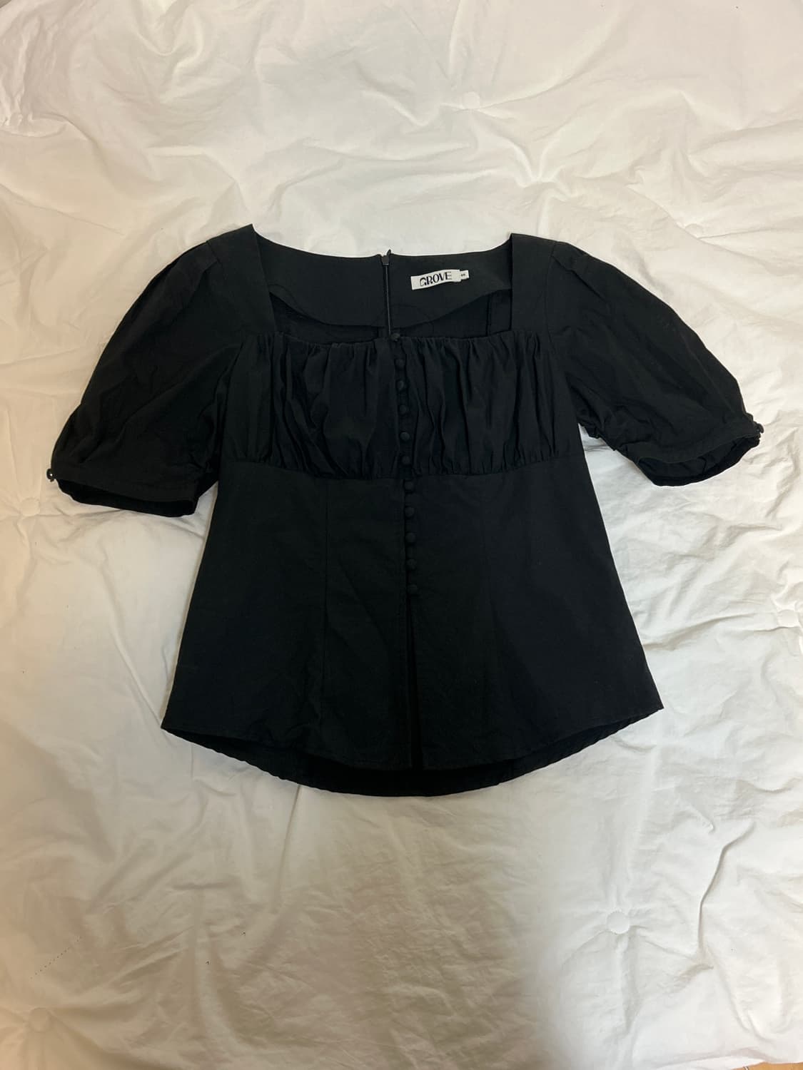 그로브 스퀘어넥 블라우스 블랙 상품이미지1