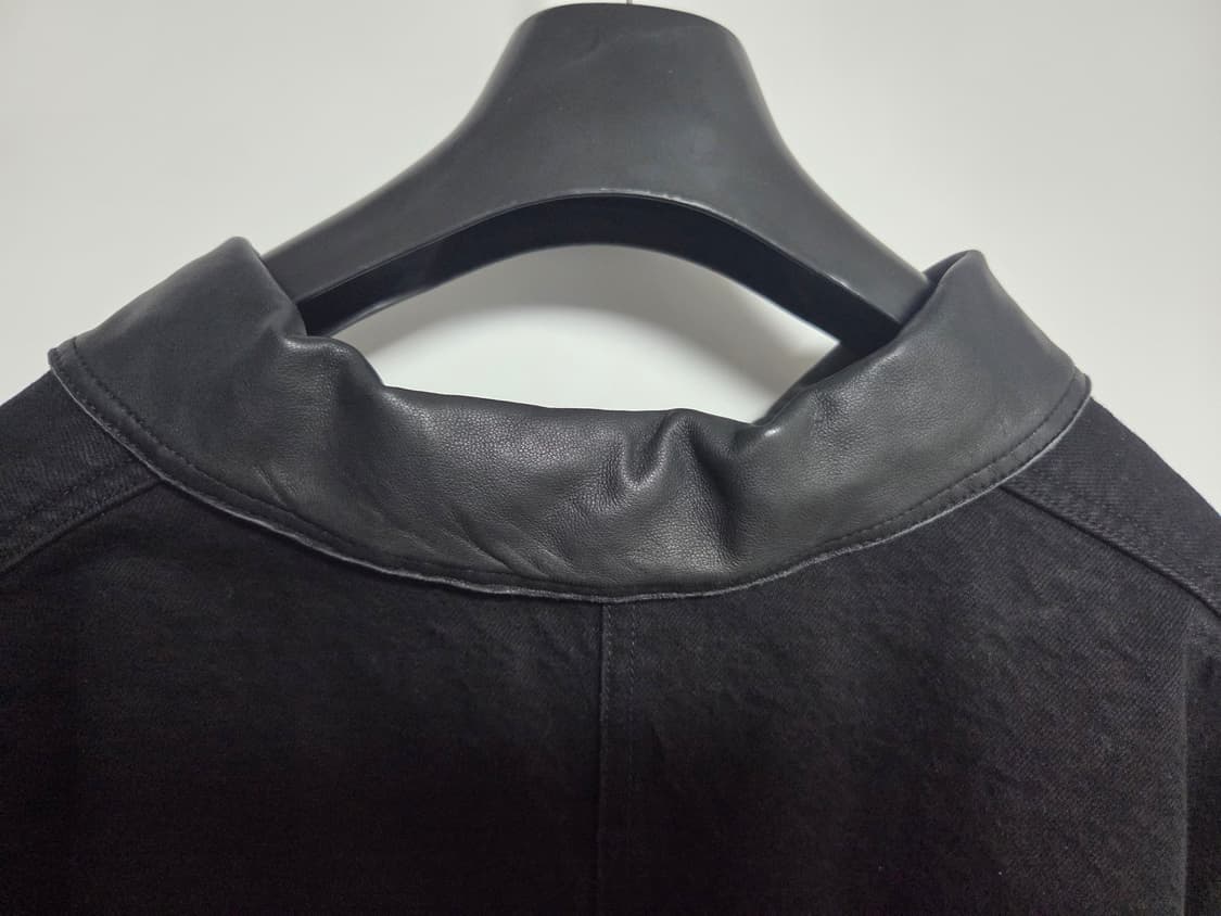 비헤비어 워시드 레더 카라 커버올 자켓 블랙 3 상품이미지3