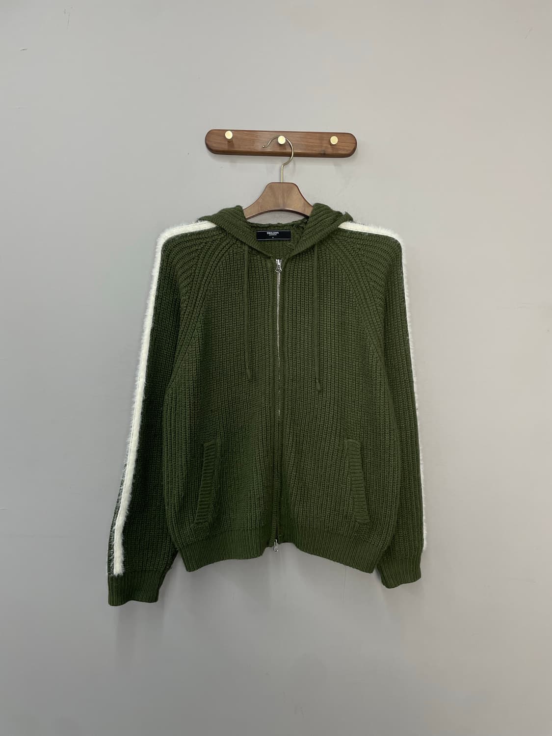 트릴리온 워셔블 헤어리 브러쉬 카키 트랙 후드 니트 집업 H2277 상품이미지2