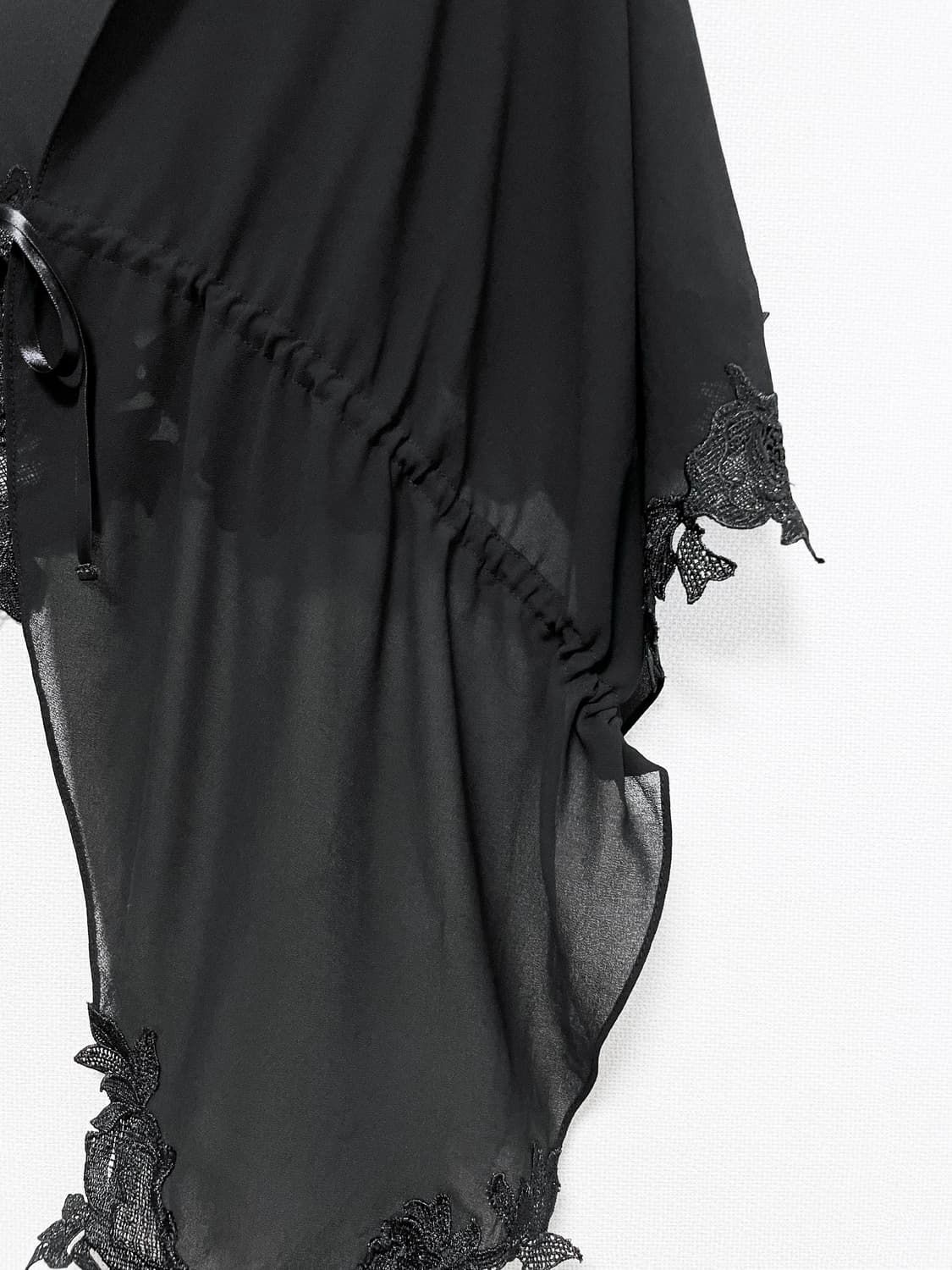 Floral Lace Trim Sheer Shawl Jacket 상품이미지5
