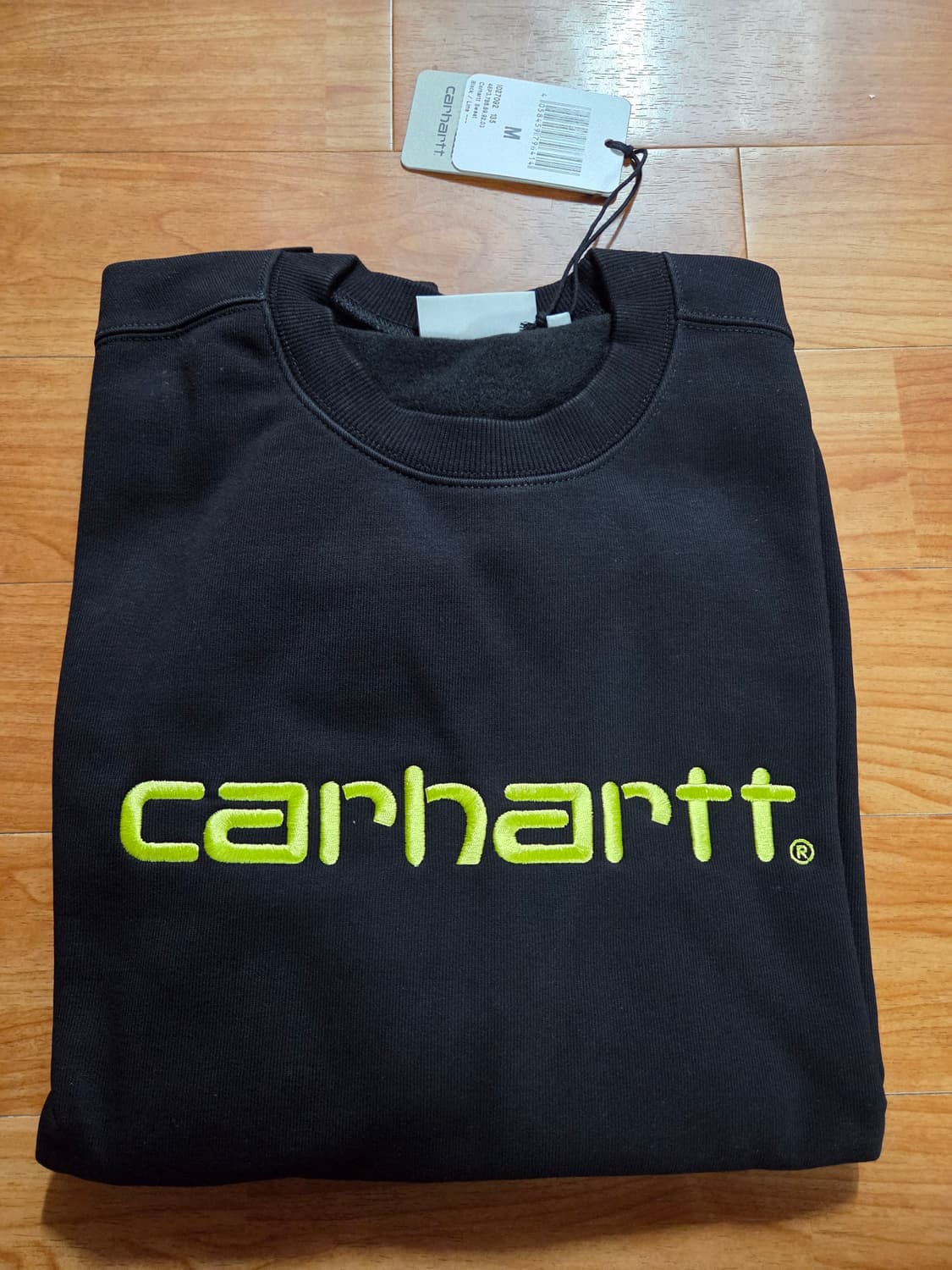 칼하트.네온로고 맨투맨 블랙/라임컬러 상품이미지1