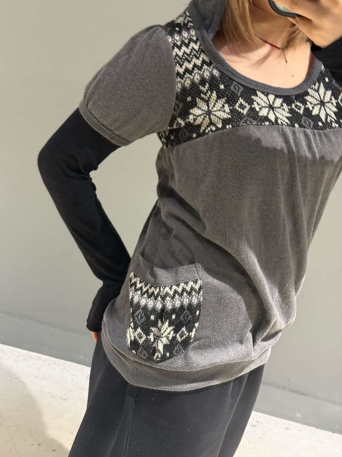 snow pattern pocket point hood top 상품이미지5