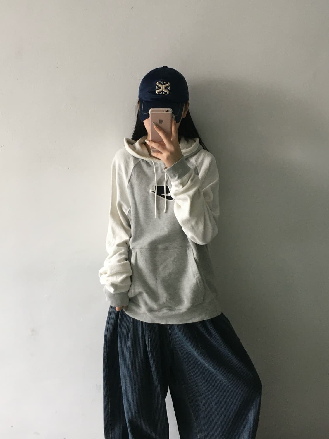 나이키 플리스 배색 후드티 상품이미지1