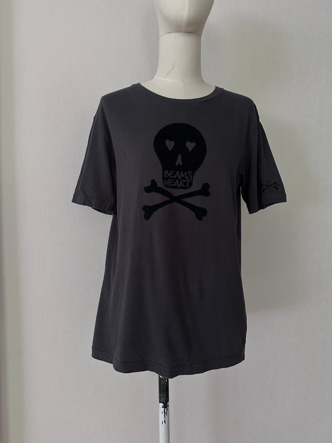 Beams heart navy grey cotton top 상품이미지1