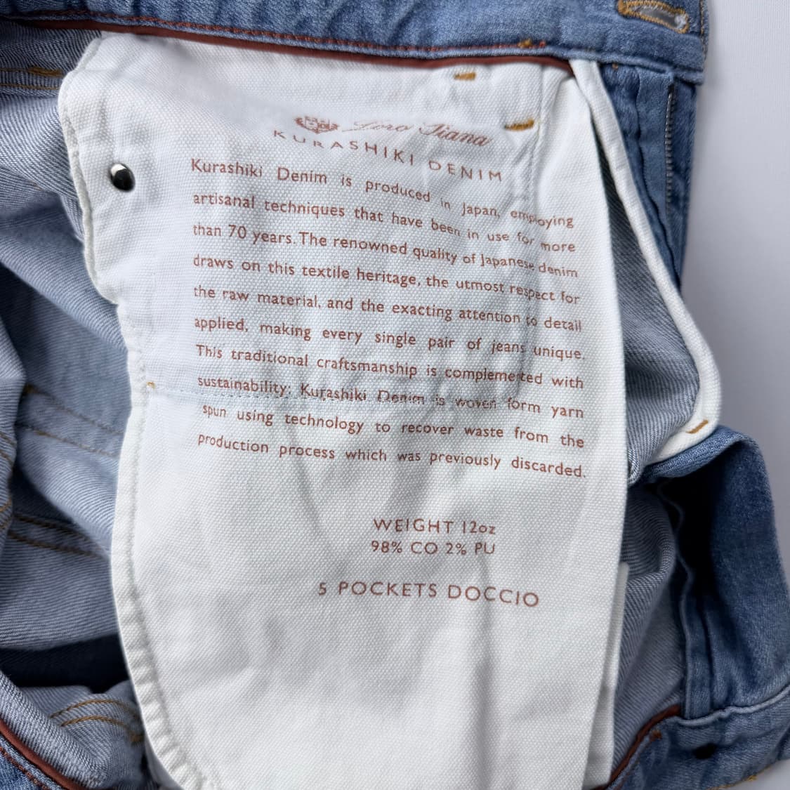 로로피아나 23ss 도치오 트라우저 데님 재패니즈 아주르 상품이미지7