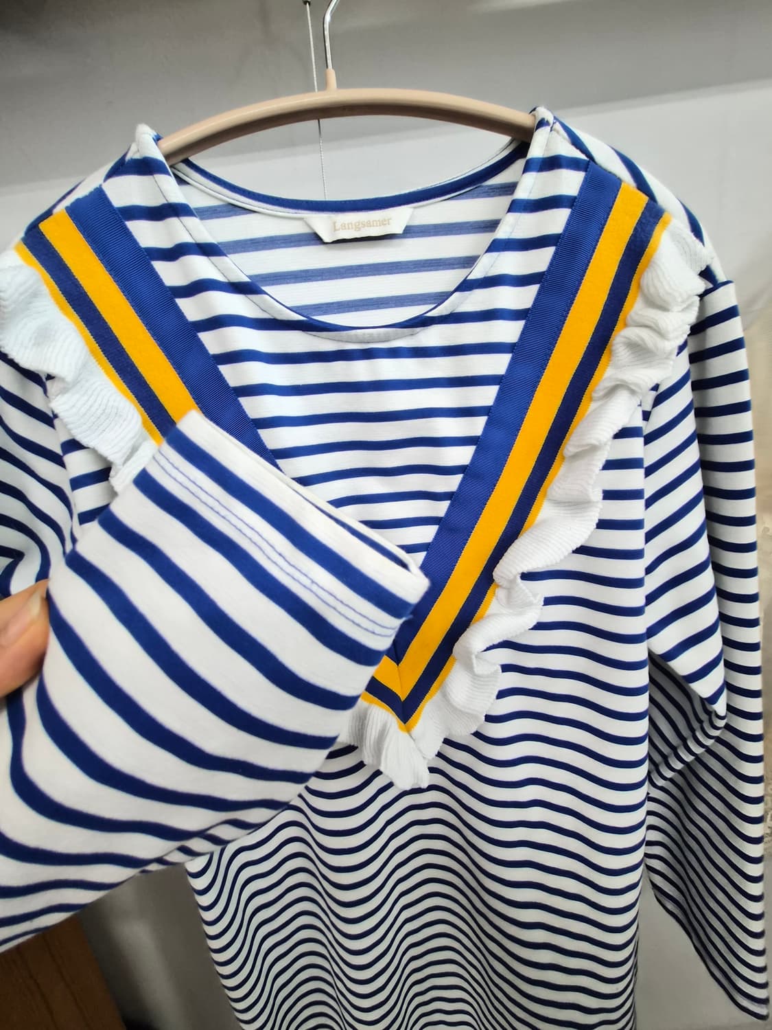 랑자머 스트라이프 이지 프릴 원피스 상품이미지5