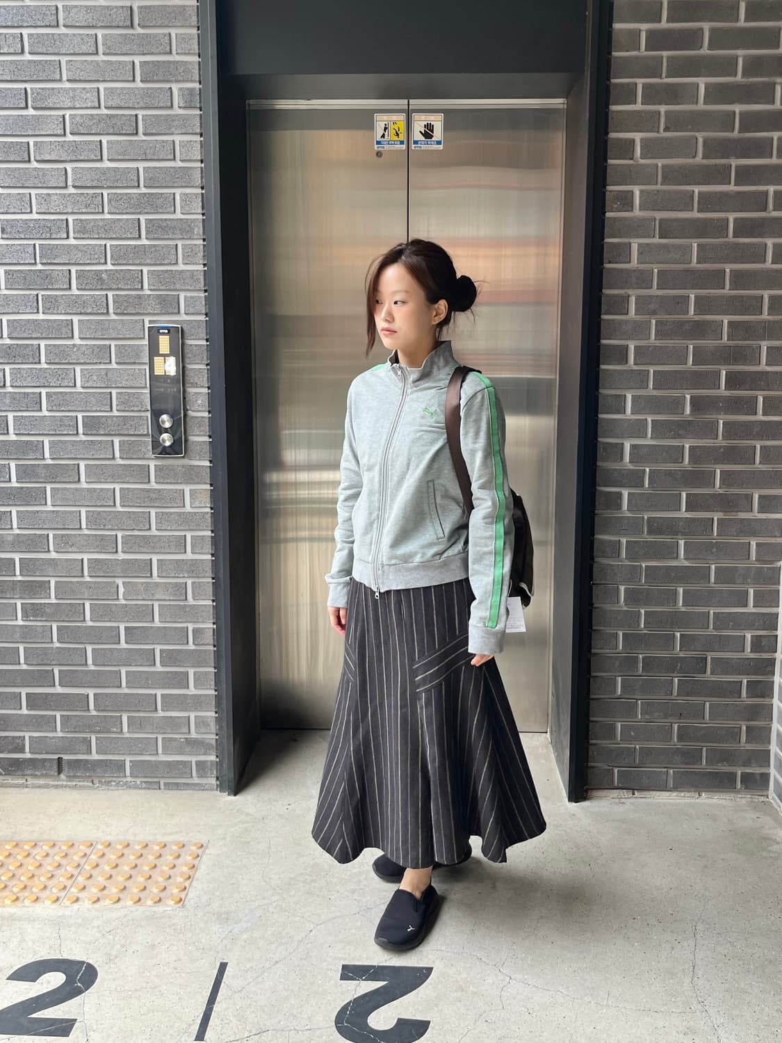 io comme io 절개 스트라이프 스커트 상품이미지4