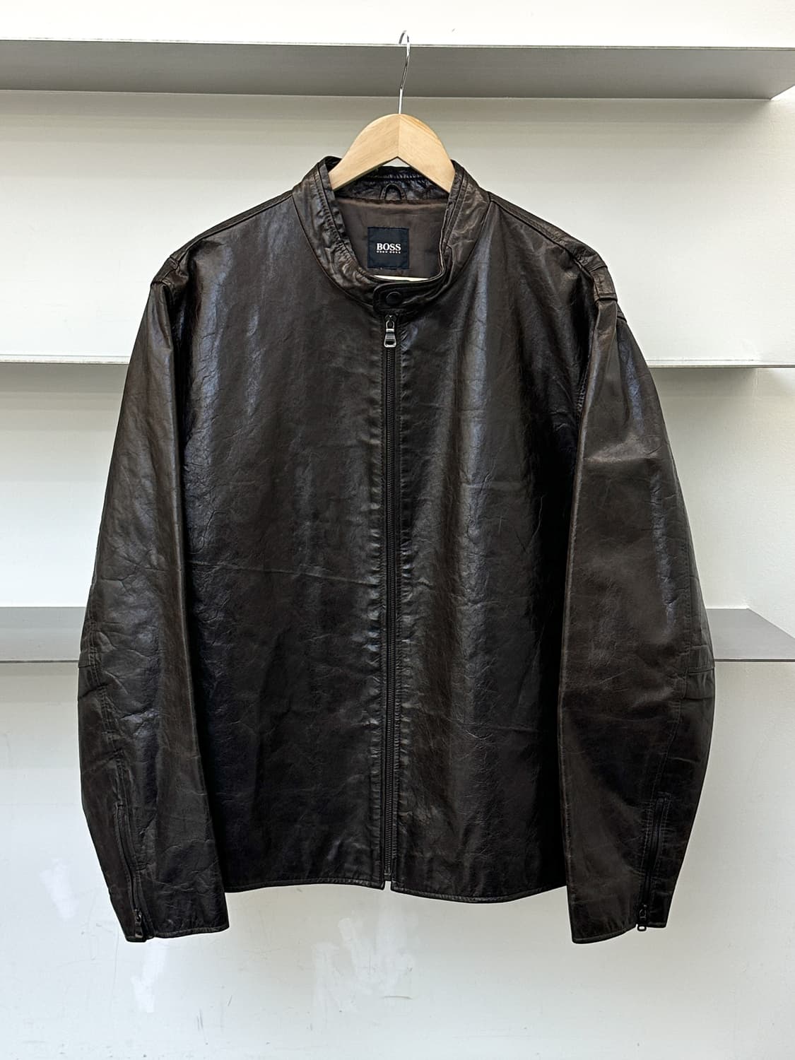 휴고 보스 싱글 레더 집업 자켓 상품이미지1