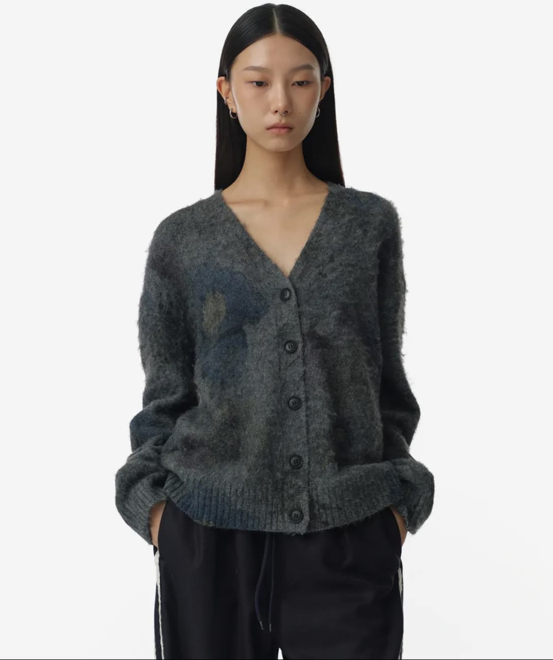 밀로 우먼 프린트 루즈 가디건 그레이 상품이미지1