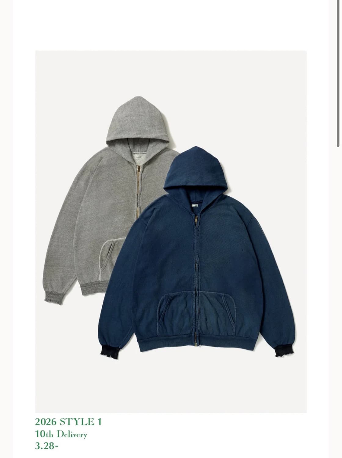 [4,5] 아프레쎄 26ss 후드집업 그레이,블루 새상품 상품이미지1