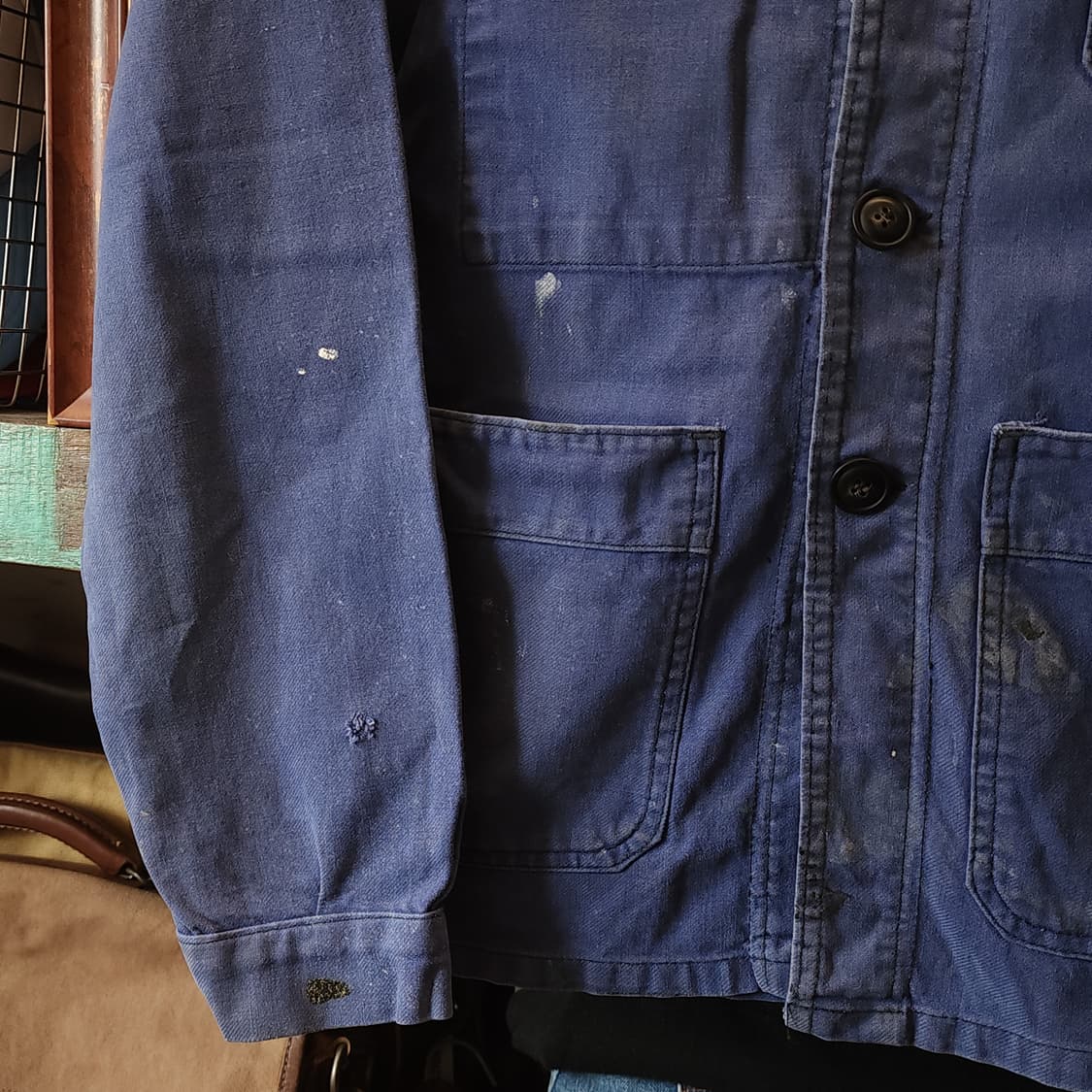 60s 프렌치 워크자켓 프렌치자켓 페이딩 블루 42 상품이미지7