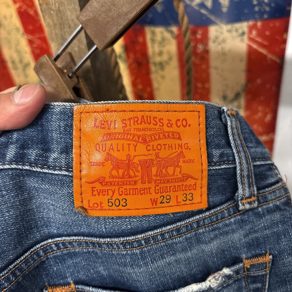 00s 리바이스 클래식 503 오렌지스티치 워싱 데님팬츠 N1193   상품이미지7