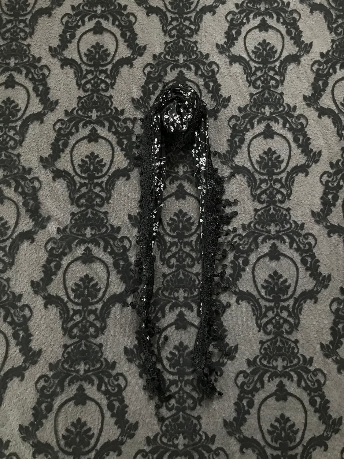 페어리 오리엔탈 고딕 플라워 패턴 레이스 스카프 상품이미지1