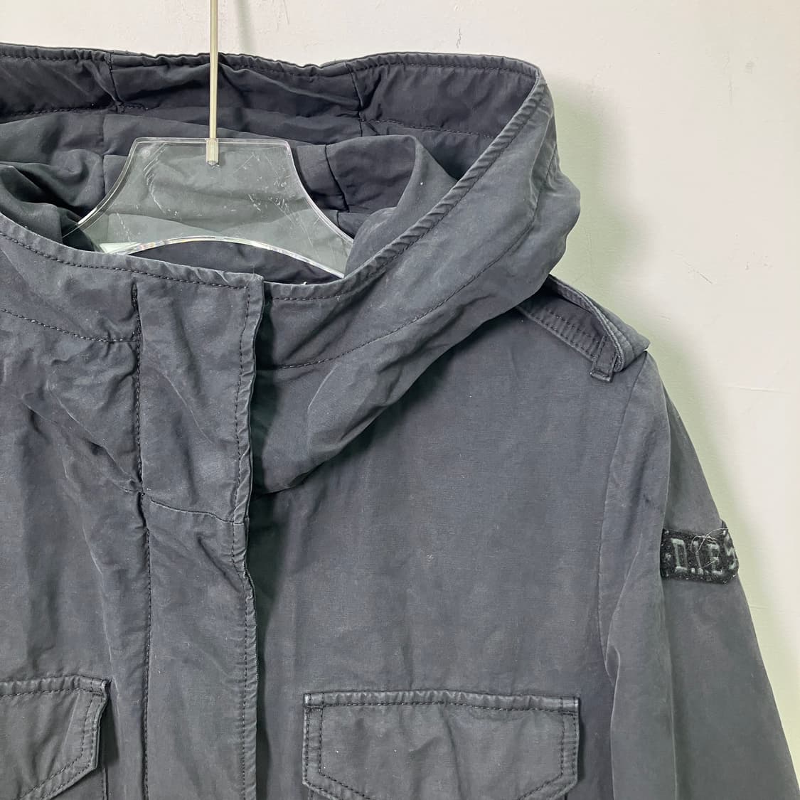 DIESEL 디젤 블랙 후드 밀리터리 필드 자켓 XS 상품이미지5