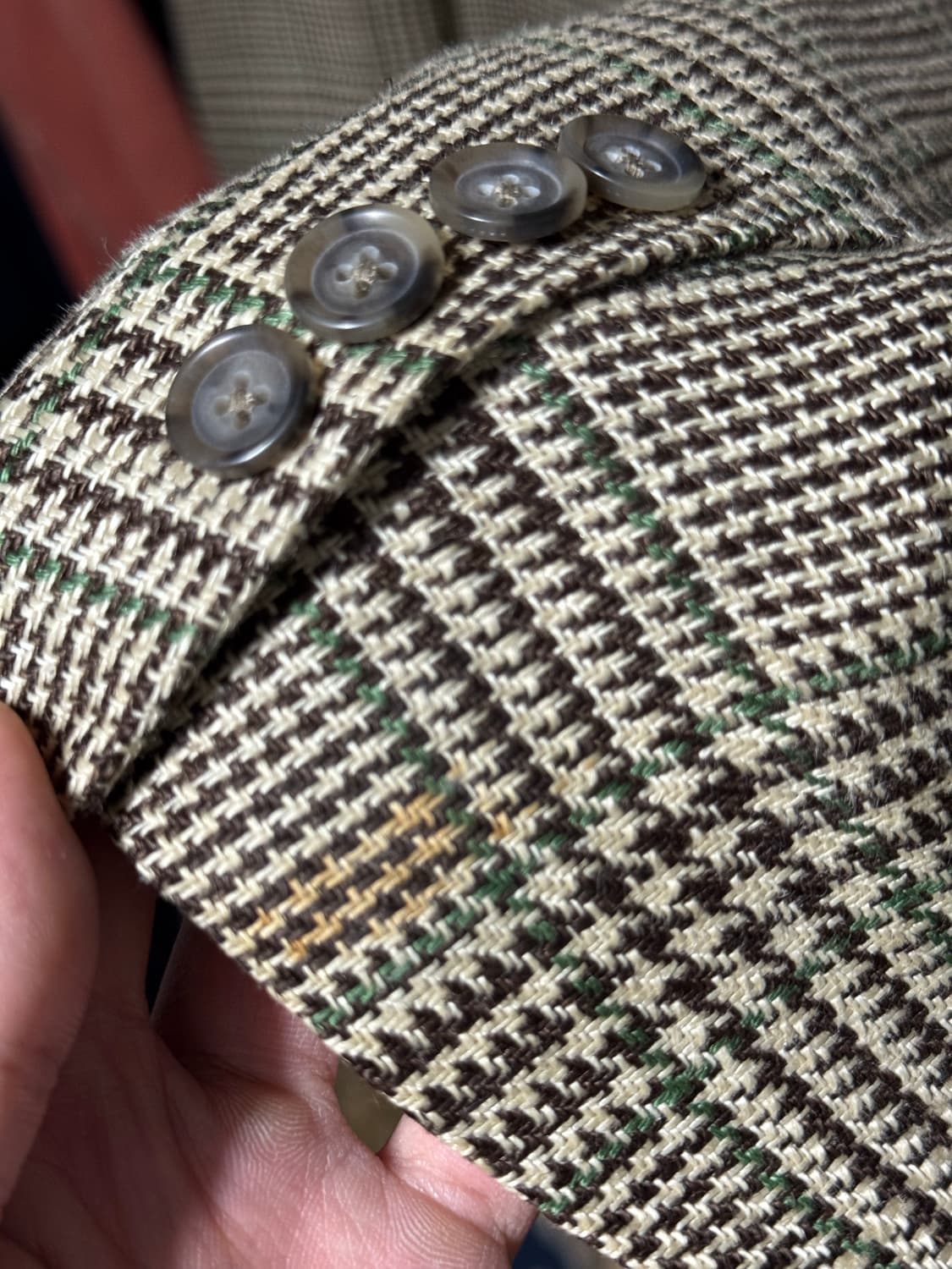 폴로 랄프로렌 럭비 라인 3버튼 체크 린넨 자켓 42R 105 상품이미지5