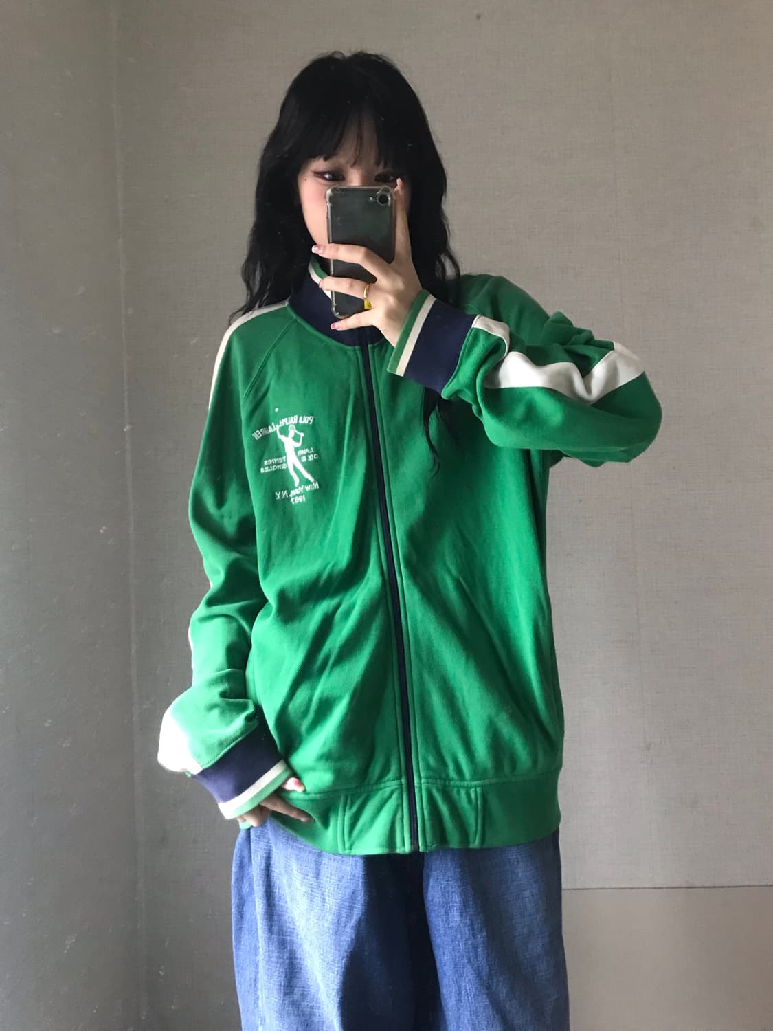 폴로 그린 오버핏 트랙 집업 상품이미지1