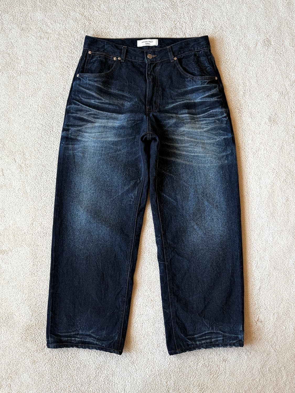 애프터프레이 와이드 링클 워시드 데님 진스 인디고 상품이미지2
