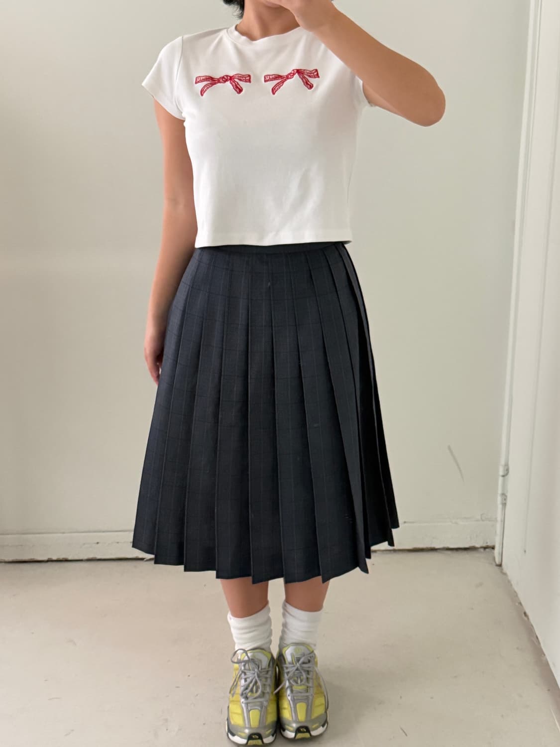 일본빈티지 일본교복 핀턱 플리츠 롱스커트 상품이미지1
