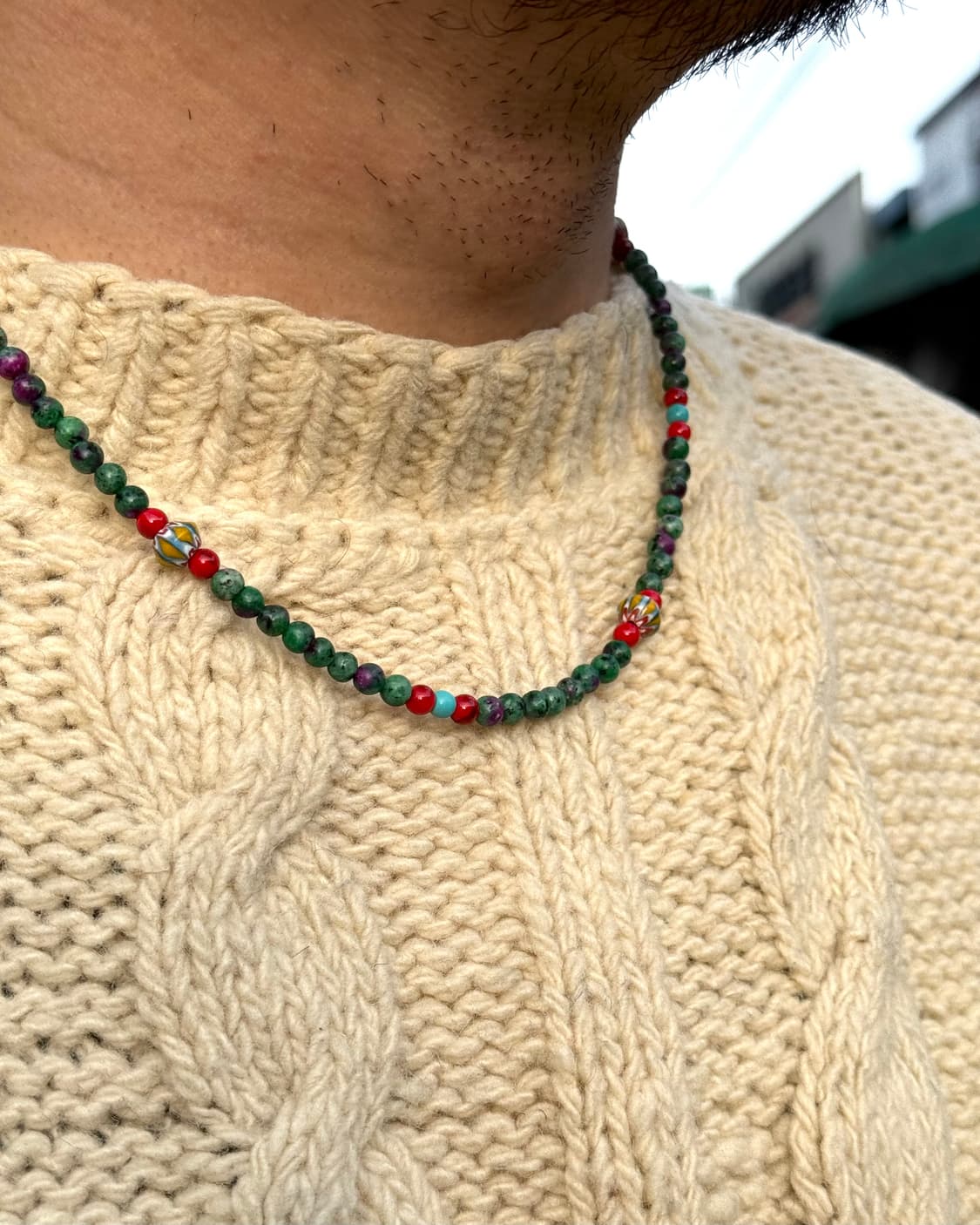 모쿠토 ‘단청’ 비즈 목걸이 [그린/퍼플] 상품이미지7