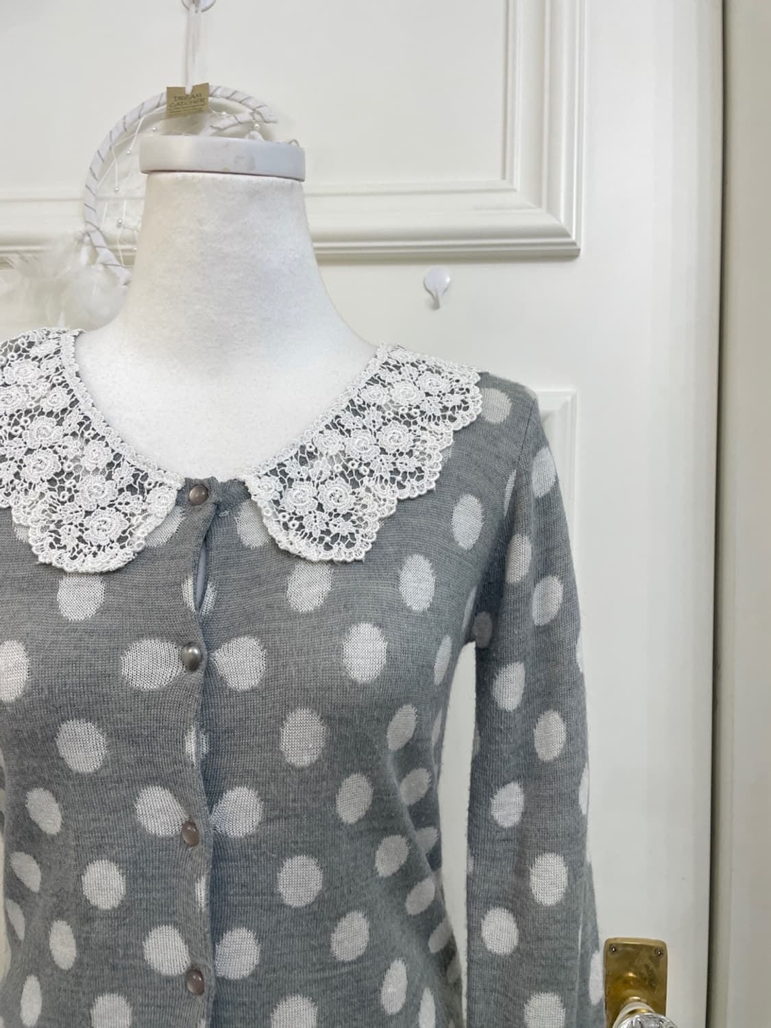 INGNI gray dot lace collar soft cardigan 상품이미지6