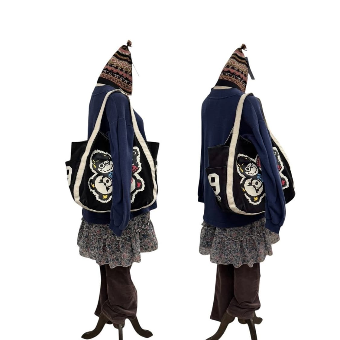 히스테릭글래머 캔버스 숄더백 블랙 상품이미지9