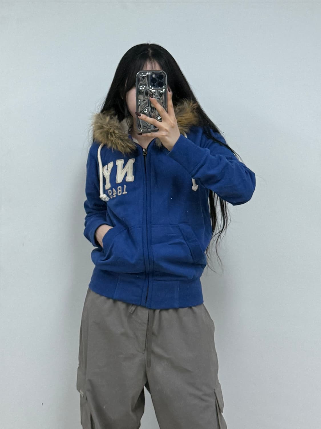 후아유 울프죠 쉐르파 후드집업 블루 E29 상품이미지1