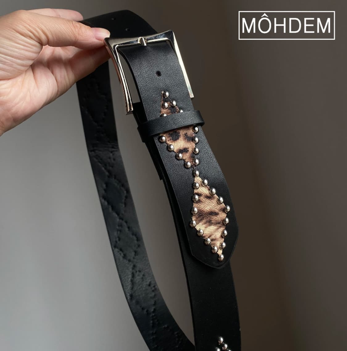 [Unisex] 다이아 찡 레오파드 스터드 벨트 상품이미지2