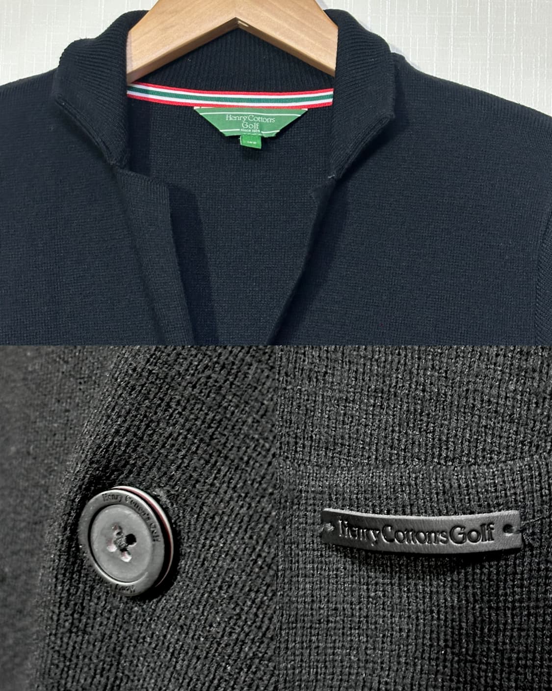 새상품급)헨리코튼 골프 울 블렌드 니트 가디건 100/블랙 상품이미지4