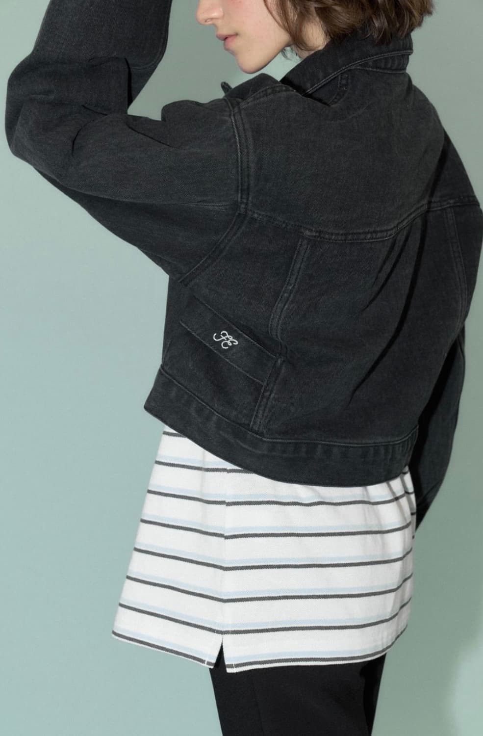 FOETO 블랙 데님 크롭 자켓 (One size) 상품이미지5