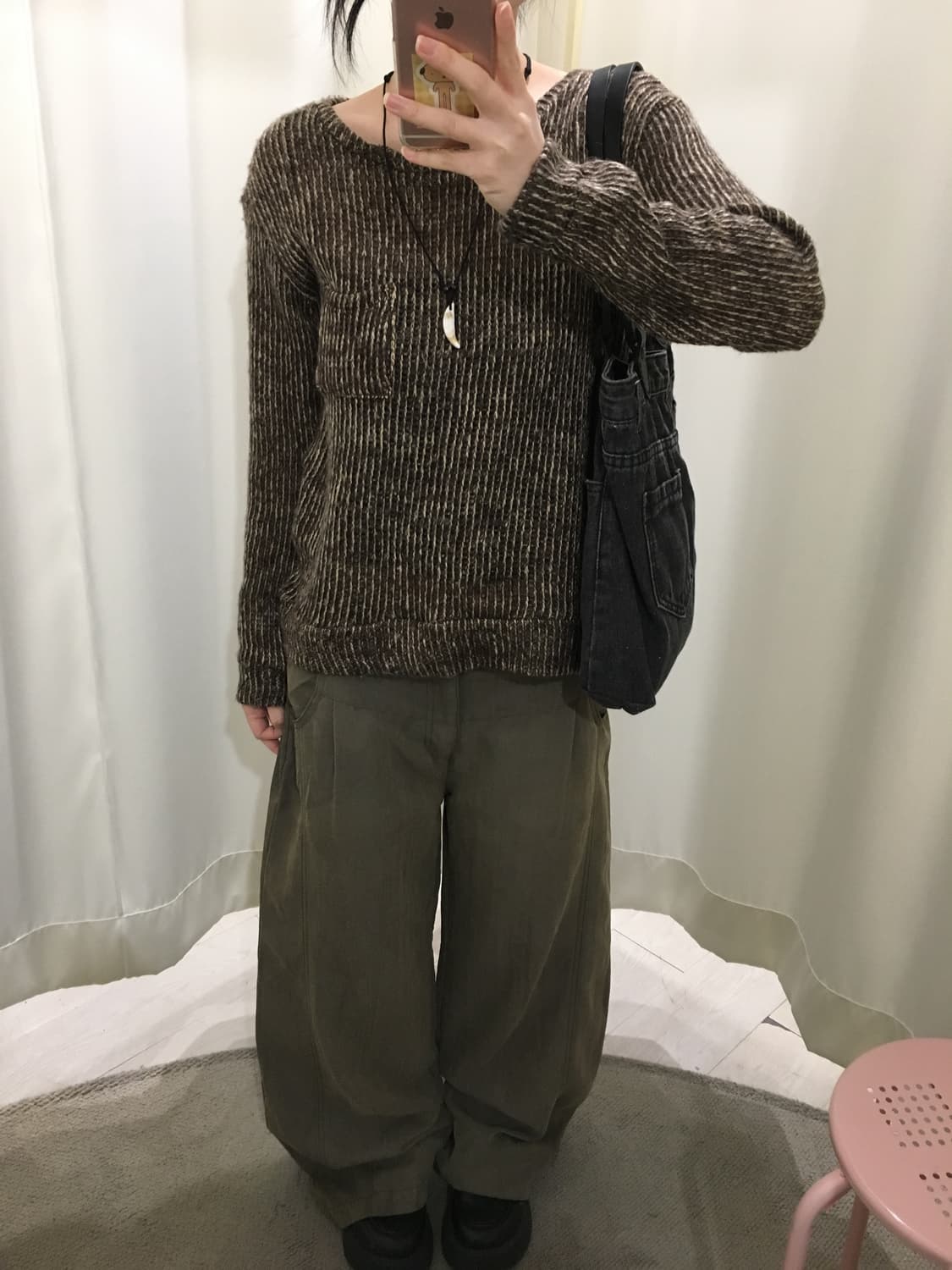 카키 밴딩 와이드 팬츠 상품이미지4