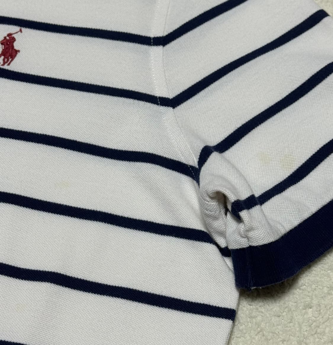 폴로 랄프로렌 스트라이프 화이트 네이비 반팔 (QR) 상품이미지6