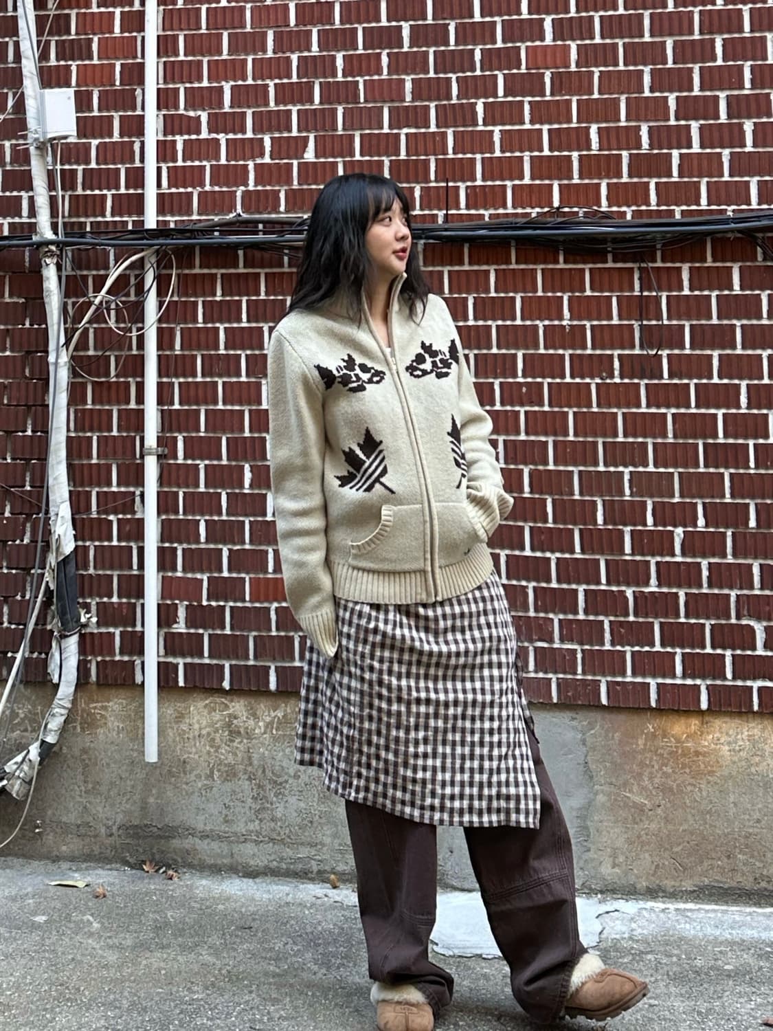 아디다스 뽀글이 아디다스 코위찬 체크 스커트 비슬로우 팬츠 코디세트 상품이미지7