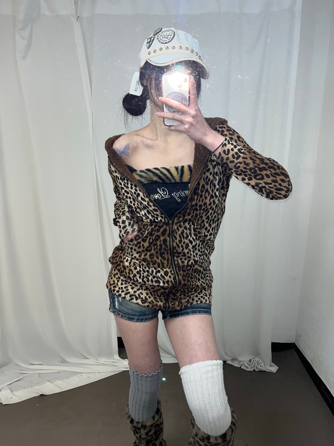 갸루st 레오파드 후드집업 상품이미지4