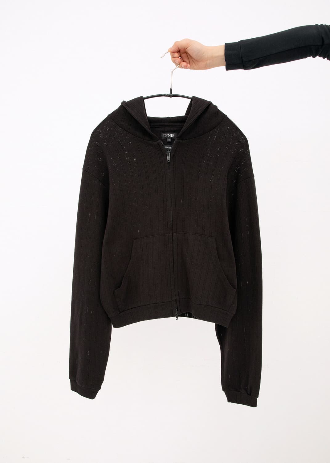 261 EYELET RIB LIGHTWEIGT 후디 블랙 상품이미지2