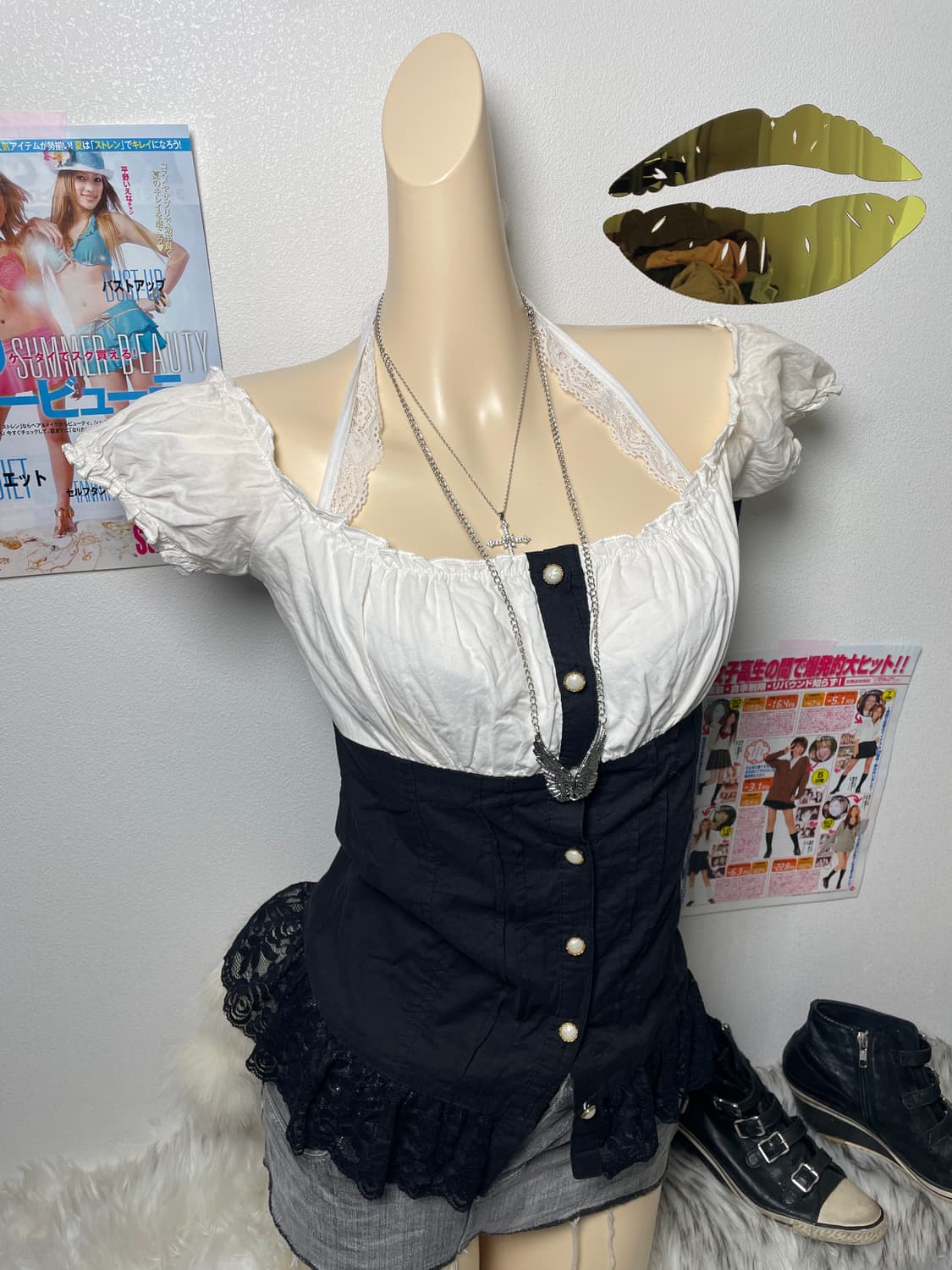 오네갸루 오프숄더 레이스 탑 상품이미지2