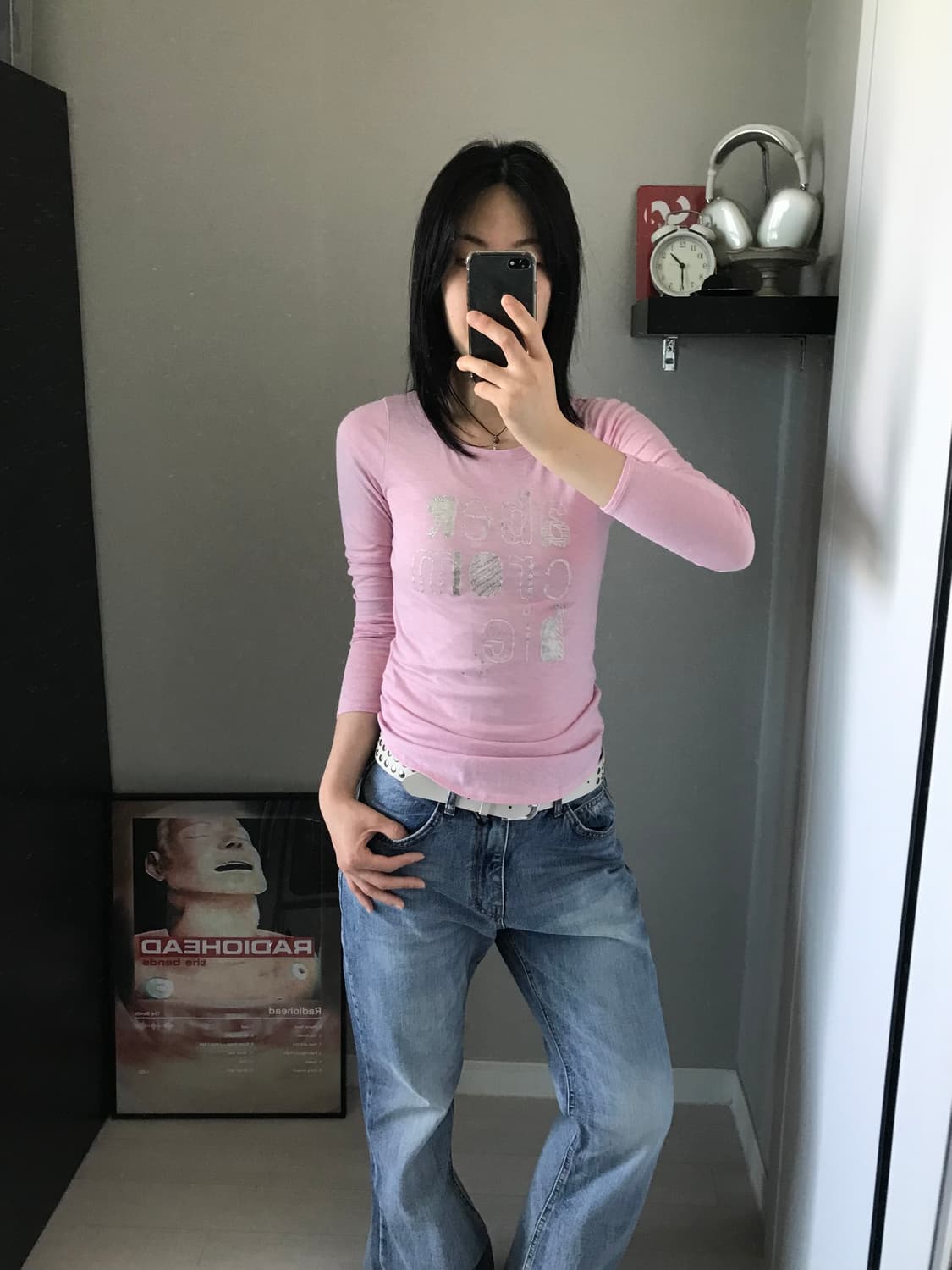 아베크롬비 중앙 프린팅 연핑크 긴팔티 상품이미지3