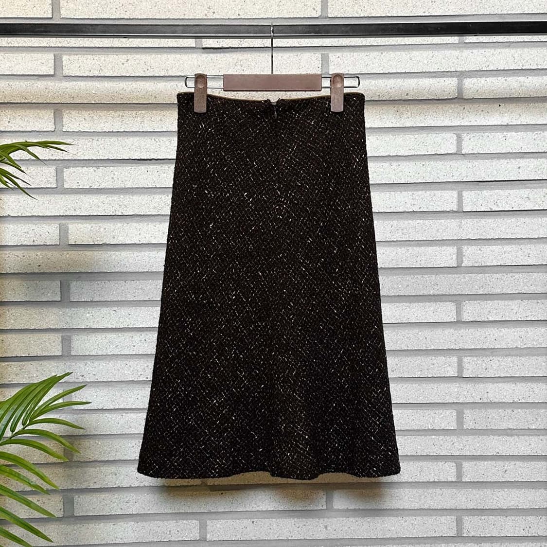 JPN VINTAGE 트위드 롱 스커트 플레어 핏 브라운 상품이미지3